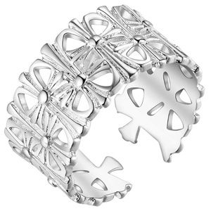 Sterling Silver Flower Crown Vine Ring (Resizable)